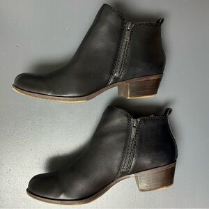 Lucky Brand Basel Black Leather Booties